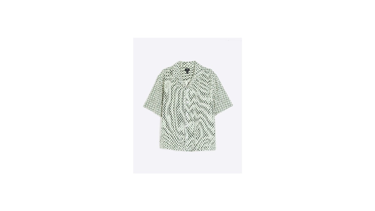 Green and White Men's Checkerboard Shirt, River Island, £36